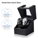 Double Watch Winder - PU Leather Case with Quiet Japanese Motor STRAPS