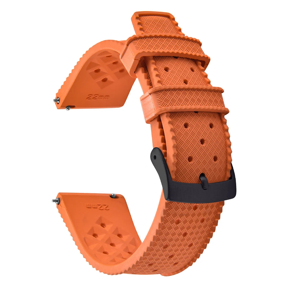 Vintage Tropical FKM Rubber Watch Strap for Seiko SKX007, 62MAS, & Tudor Black Bay STRAPS