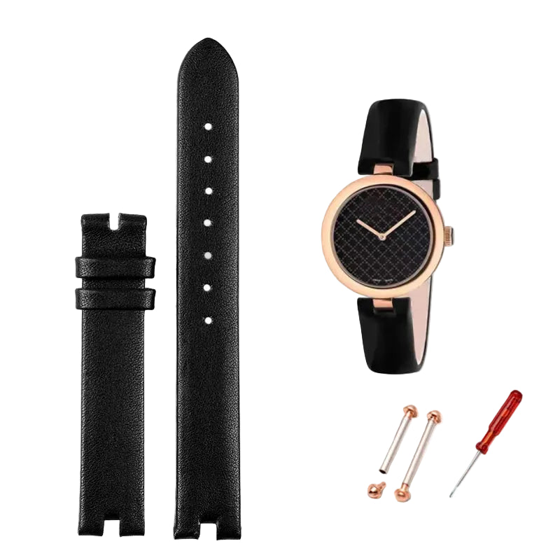 Luxury Genuine Leather Notched Strap for Gucci YA141401 YA141501, Timex & Anne Klein STRAPS