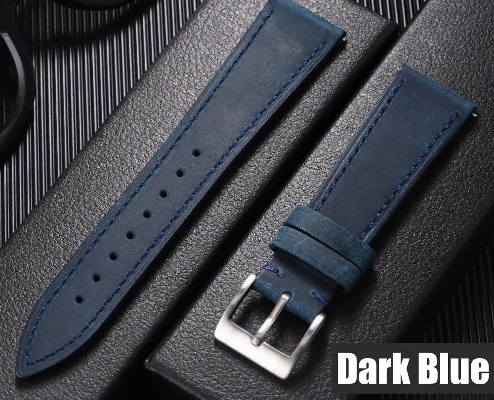 Quick Release Vintage Retro Genuine Leather Watch Band 18mm 20mm 22mm 19mm 21mm 24mm Crazy Horse Men Women Straps Watch Bracelet STRAPS