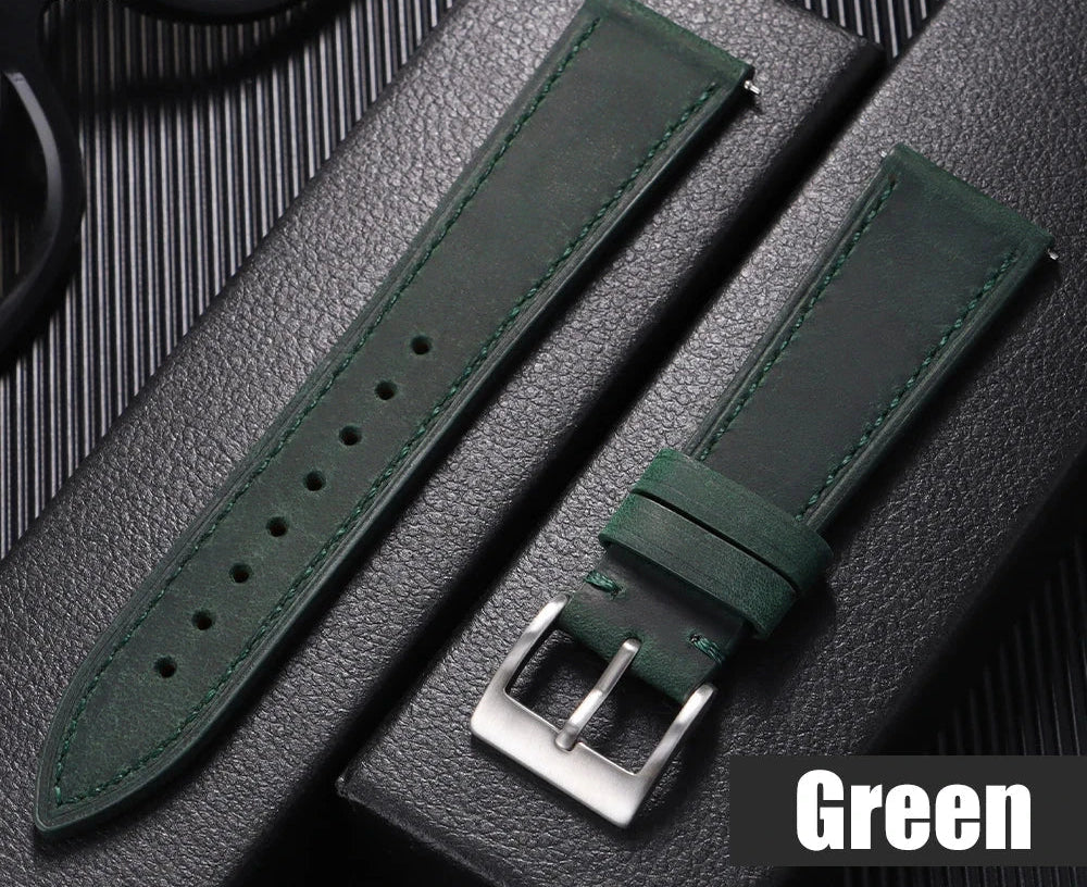 Quick Release Vintage Retro Genuine Leather Watch Band 18mm 20mm 22mm 19mm 21mm 24mm Crazy Horse Men Women Straps Watch Bracelet STRAPS