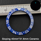 40*31.6mm Sloping Blue-Green Luminous Ceramic & Aluminum Bezel Insert for Divers Watches STRAPS