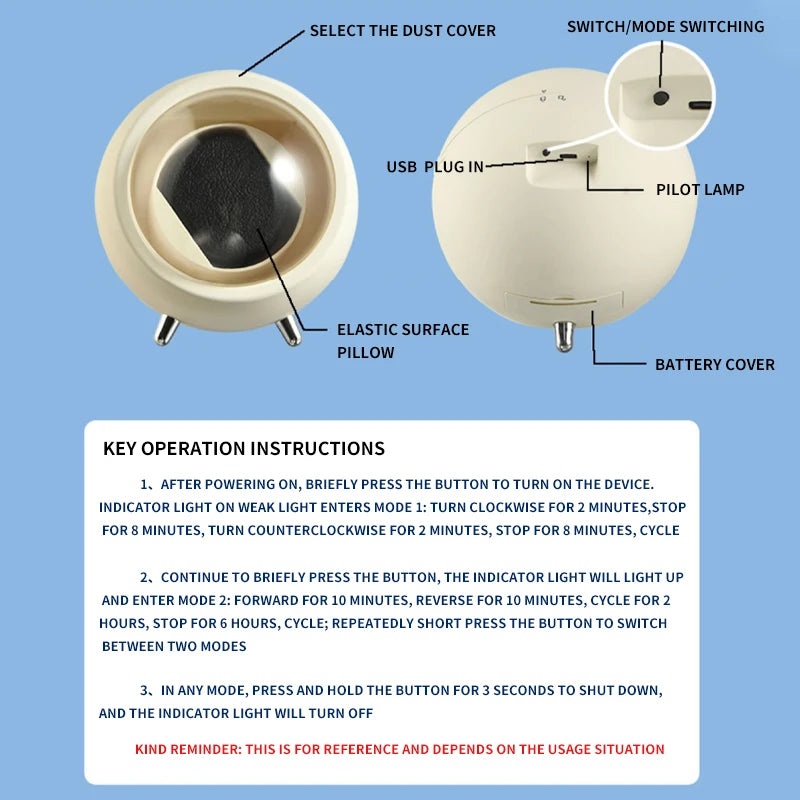 Single Watch Winder - Dual Power, Quiet Mabuchi Motor STRAPS