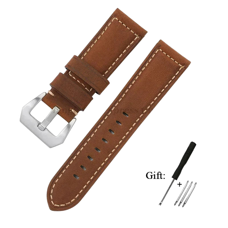 Genuine Leather Watch Band for Panerai – Crazy Horse Cowhide Strap 20mm 22mm 24mm 26mm STRAPS