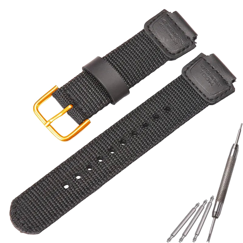 Nylon & Leather Hybrid Strap for Casio DW5600 GA2100 GA110 GA700 AWG-M100 16mm Sports Band STRAPS