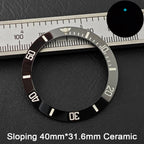 40*31.6mm Sloping Blue-Green Luminous Ceramic & Aluminum Bezel Insert for Divers Watches STRAPS