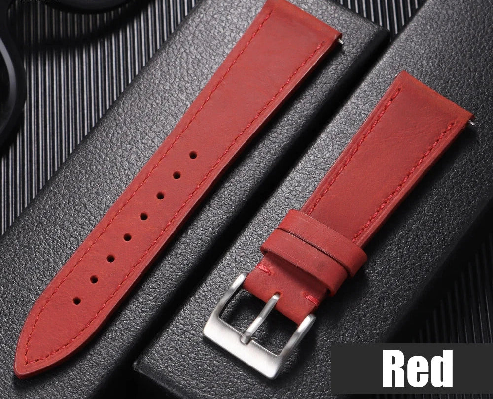 Quick Release Vintage Retro Genuine Leather Watch Band 18mm 20mm 22mm 19mm 21mm 24mm Crazy Horse Men Women Straps Watch Bracelet STRAPS