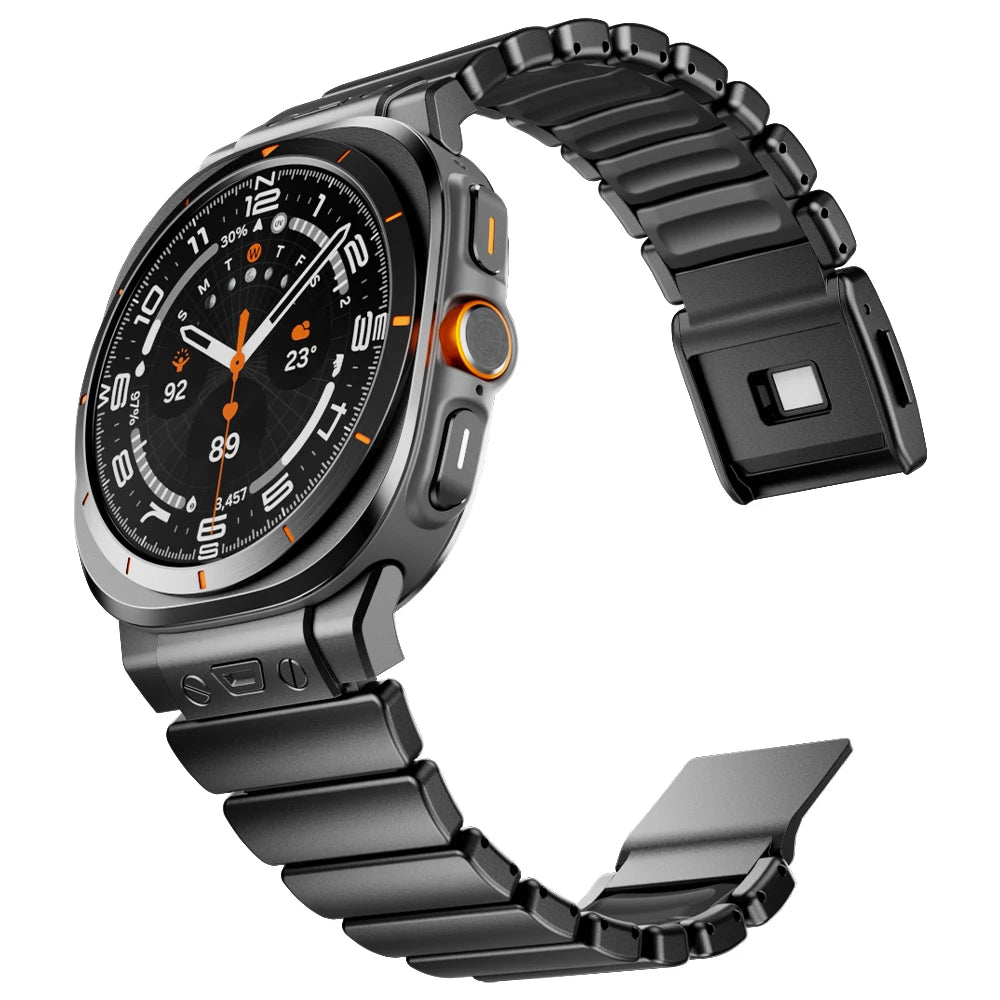 No-Gaps Metal & Rubber Hybrid Strap for Samsung Galaxy Watch Ultra 47mm 