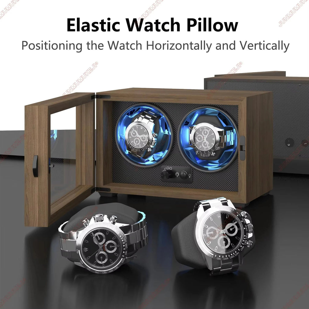 USB Powered Watch Winder - Wood Case with Ultra-Quiet Motor STRAPS