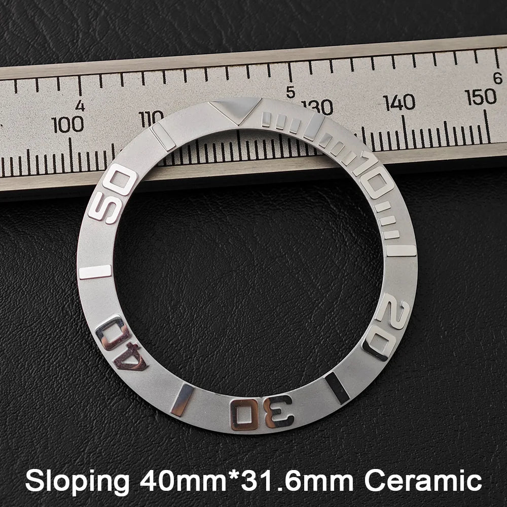 40*31.6mm Sloping Blue-Green Luminous Ceramic & Aluminum Bezel Insert for Divers Watches STRAPS