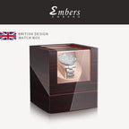 Single Watch Winder - Wooden Case with Glass Top & Quiet Mabuchi Motor STRAPS