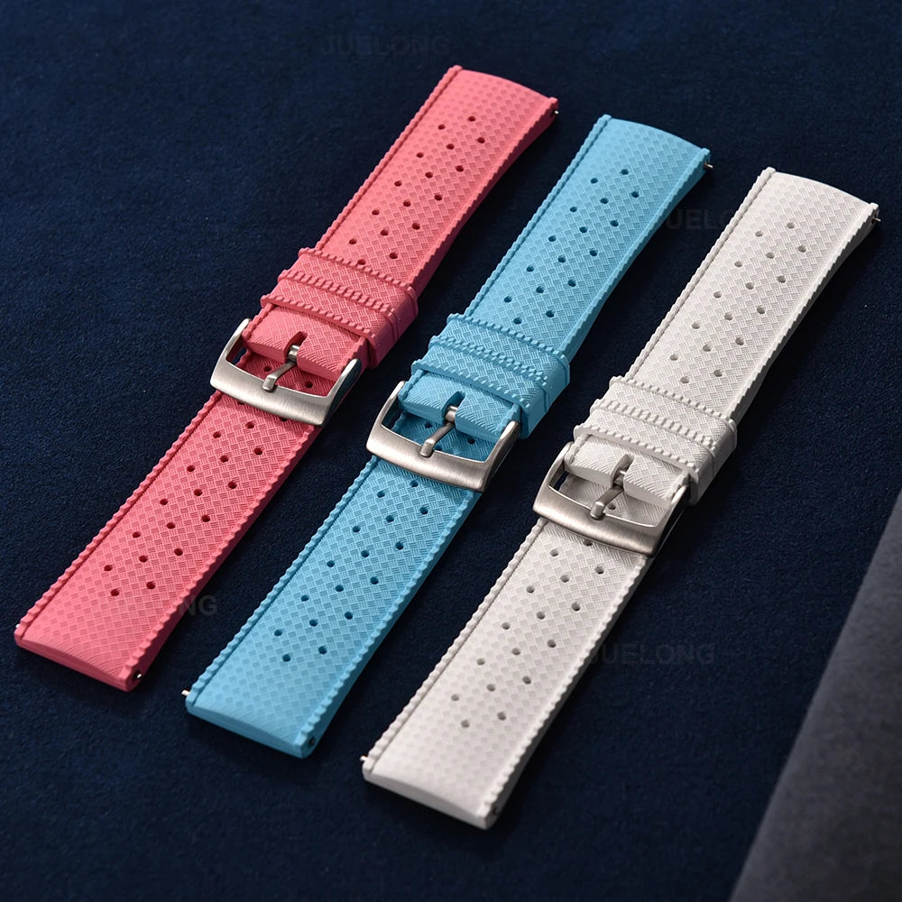Vintage Tropical FKM Rubber Watch Strap for Seiko SKX007, 62MAS, & Tudor Black Bay STRAPS