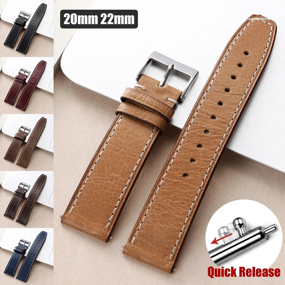 Calfskin Genuine Leather Watchbands 20mm / 22mm Quick Release STRAPS