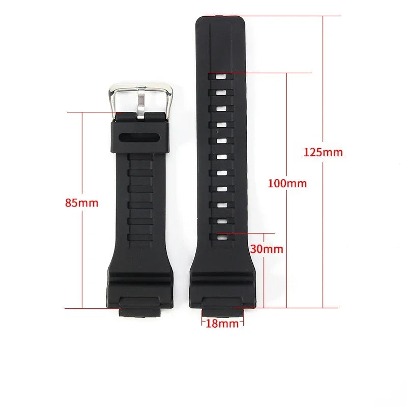 Casio AQ-S810W AEQ-110W W735H W736H Resin Soft Comfortable Silicone Watch Strap 18mm Black STRAPS
