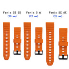 26mm, 20mm & 22mm Silicone Watchband for Garmin Fenix 6, 6X Pro, 5, 5S, 5X Plus, 3HR – Quick Release Strap - STRAPS