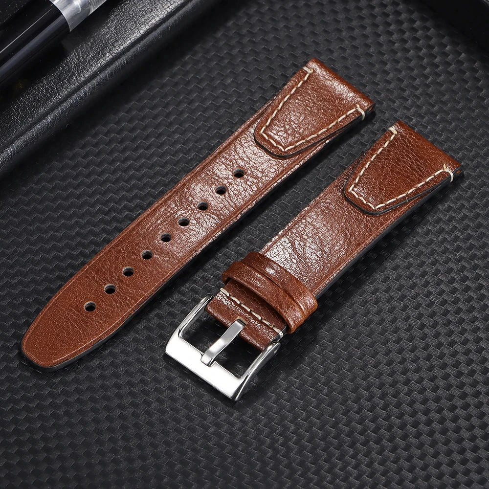 20mm 22mm Vintage Oil Wax Cowhide Watchband for Omega & Seiko STRAPS