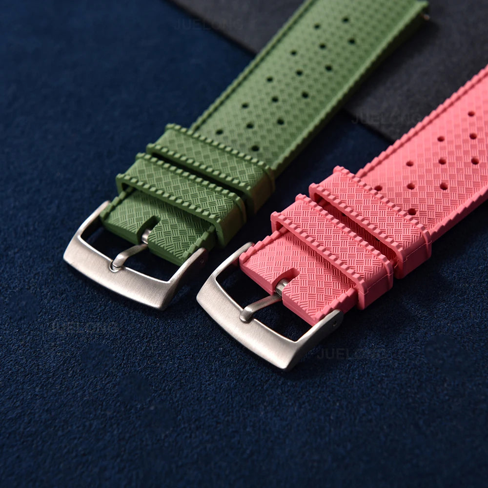 Vintage Tropical FKM Rubber Watch Strap for Seiko SKX007, 62MAS, & Tudor Black Bay STRAPS