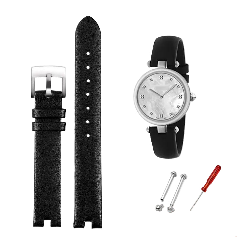 Luxury Genuine Leather Notched Strap for Gucci YA141401 YA141501, Timex & Anne Klein STRAPS