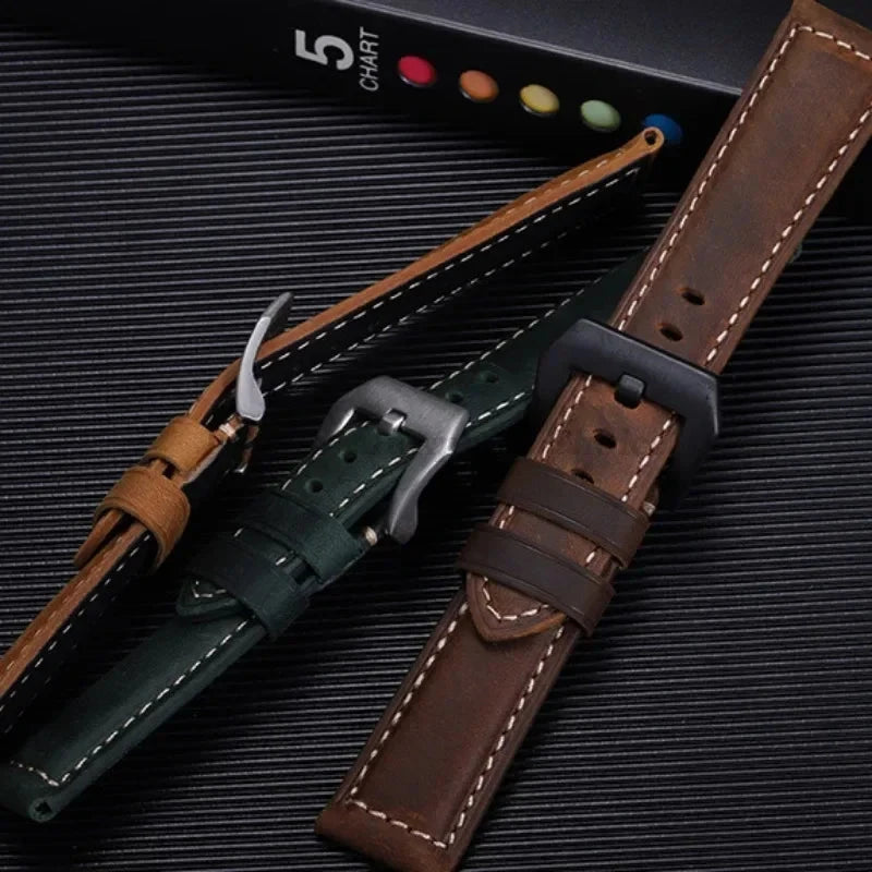 Genuine Leather Watch Band for Panerai – Crazy Horse Cowhide Strap 20mm 22mm 24mm 26mm STRAPS