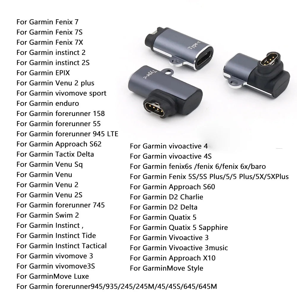 Type-C / Micro / iOS USB Charger Adapter for Garmin Fenix, Instinct, Venu, Epix & Forerunner Watches STRAPS