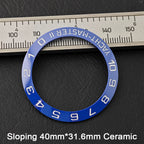 40*31.6mm Sloping Blue-Green Luminous Ceramic & Aluminum Bezel Insert for Divers Watches STRAPS