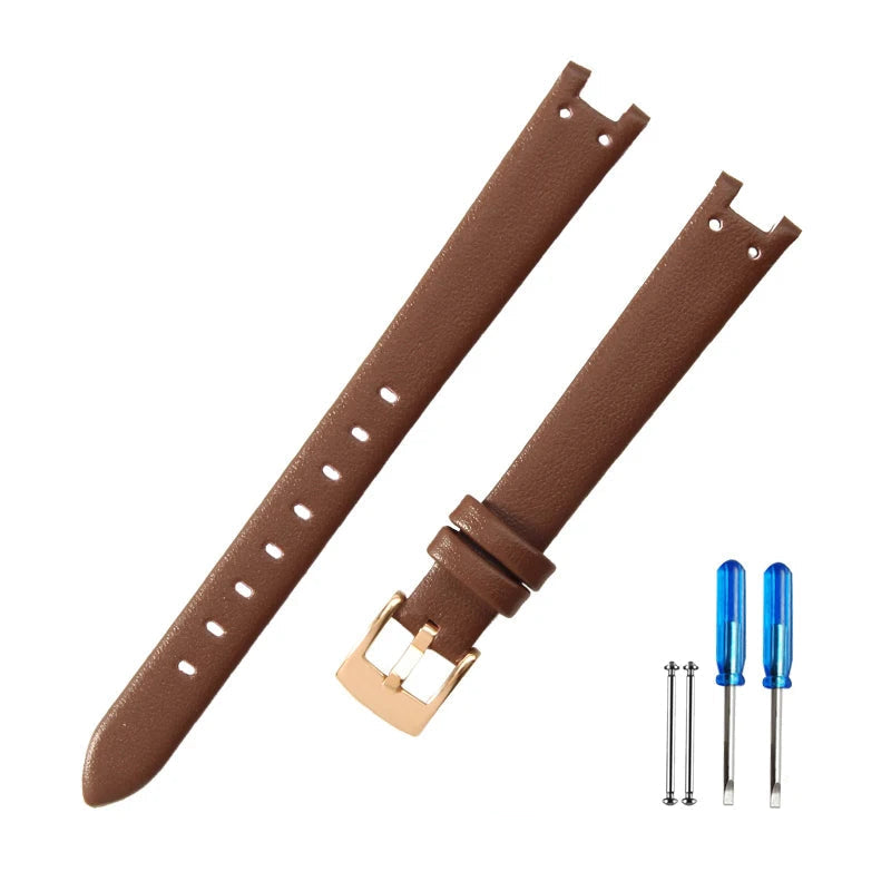 Genuine Leather Notched Strap for Timex TW2V45100 Legacy & Anne Klein AK-2156 AK-2157 12*6mm STRAPS