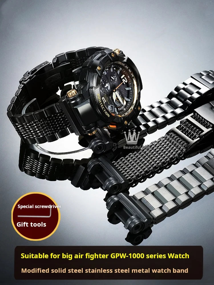 GPW-1000 Big Wrist Extended Stainless Steel Strap for Casio G-SHOCK 5410 Bracelet Adapter
