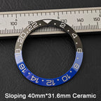 40*31.6mm Sloping Blue-Green Luminous Ceramic & Aluminum Bezel Insert for Divers Watches STRAPS