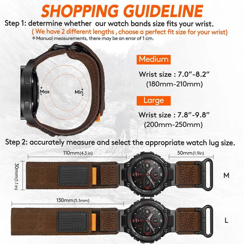 Genuine Suede Leather Strap for Amazfit T-Rex 3, T-Rex 2, T-Rex Pro & T-Rex STRAPS