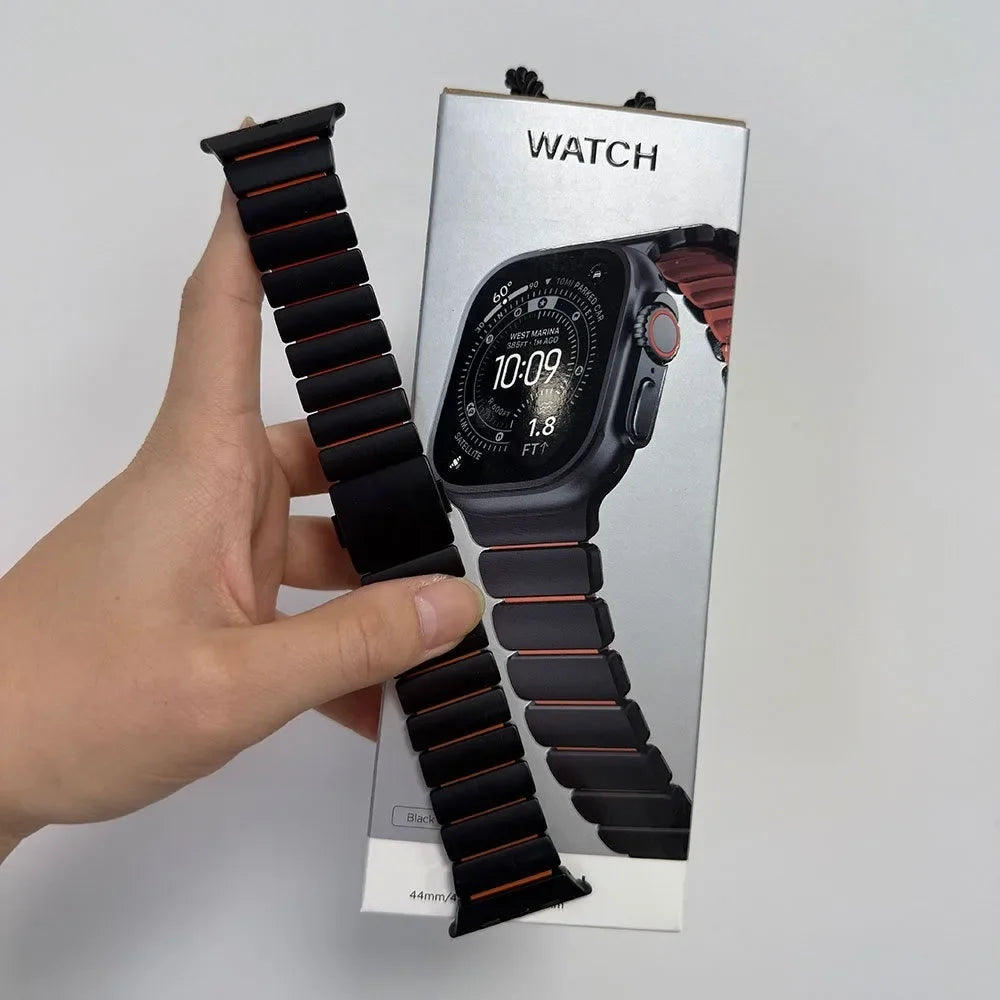 Apple Watch Ultra 3 Titanium & Magnetic Rubber Strap | Series 11 10 9 8 7 SE Models