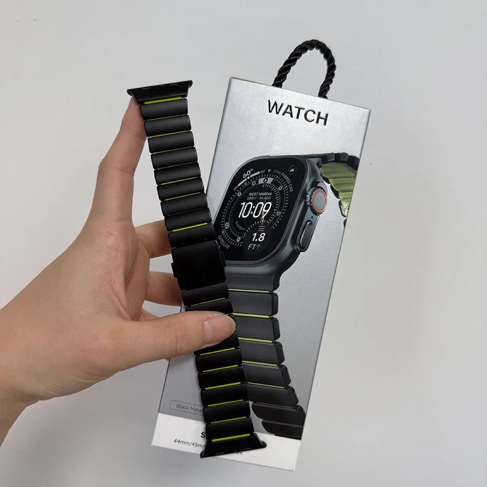 Apple Watch Ultra 3 Titanium & Magnetic Rubber Strap | Series 11 10 9 8 7 SE Models