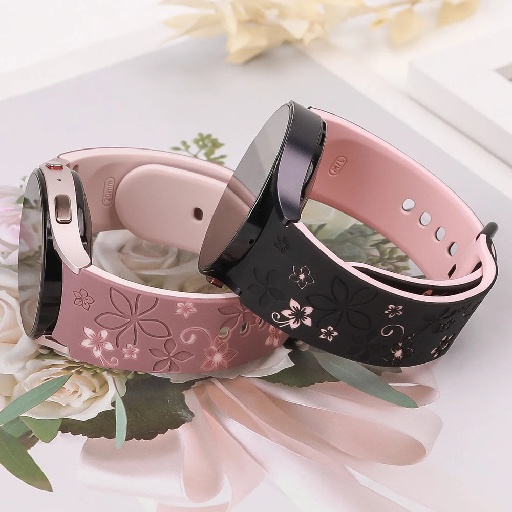 No-Gap Engraved Silicone Strap for Galaxy Watch 7, 5 Pro, 4/6 Classic STRAPS