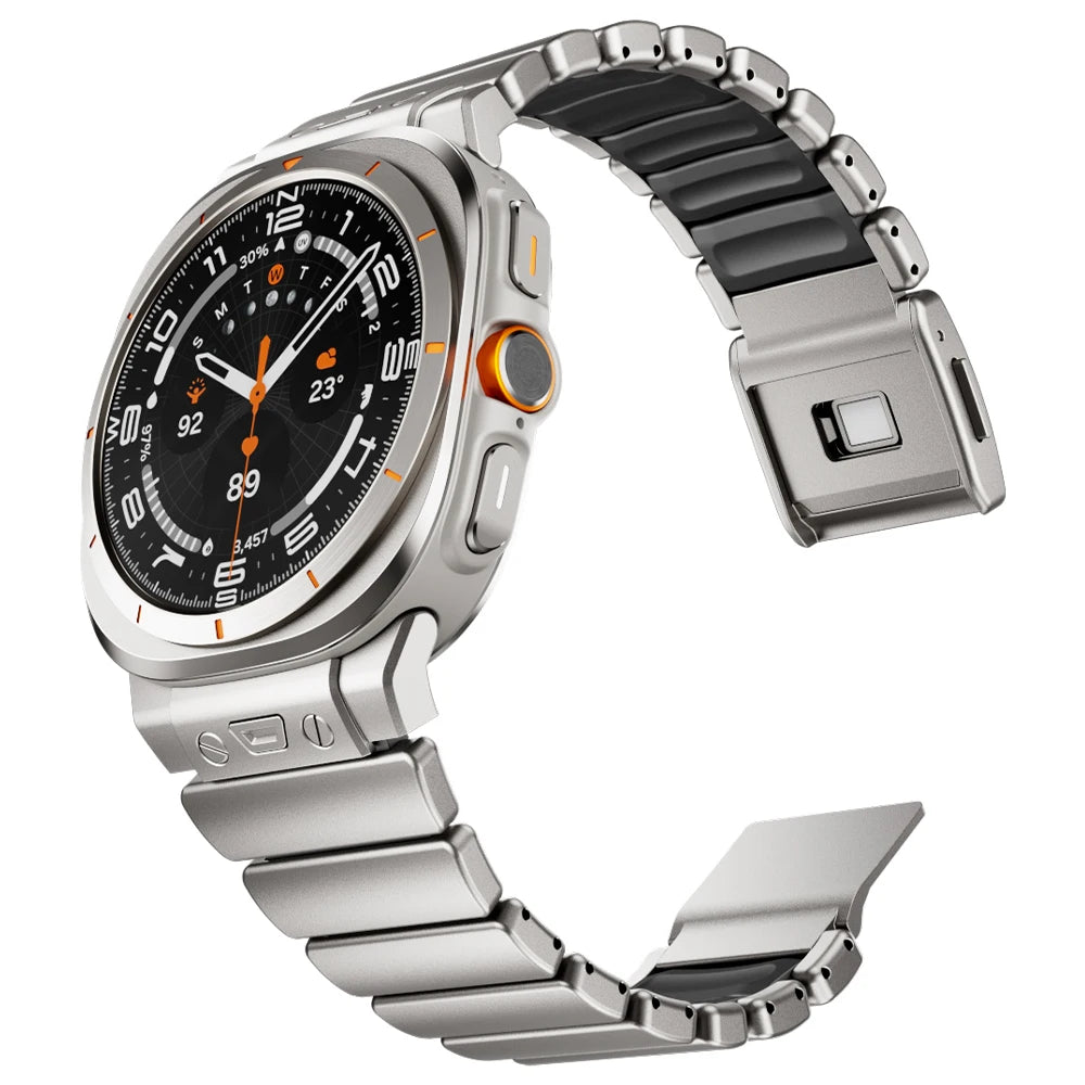 No-Gaps Metal & Rubber Hybrid Strap for Samsung Galaxy Watch Ultra 47mm 