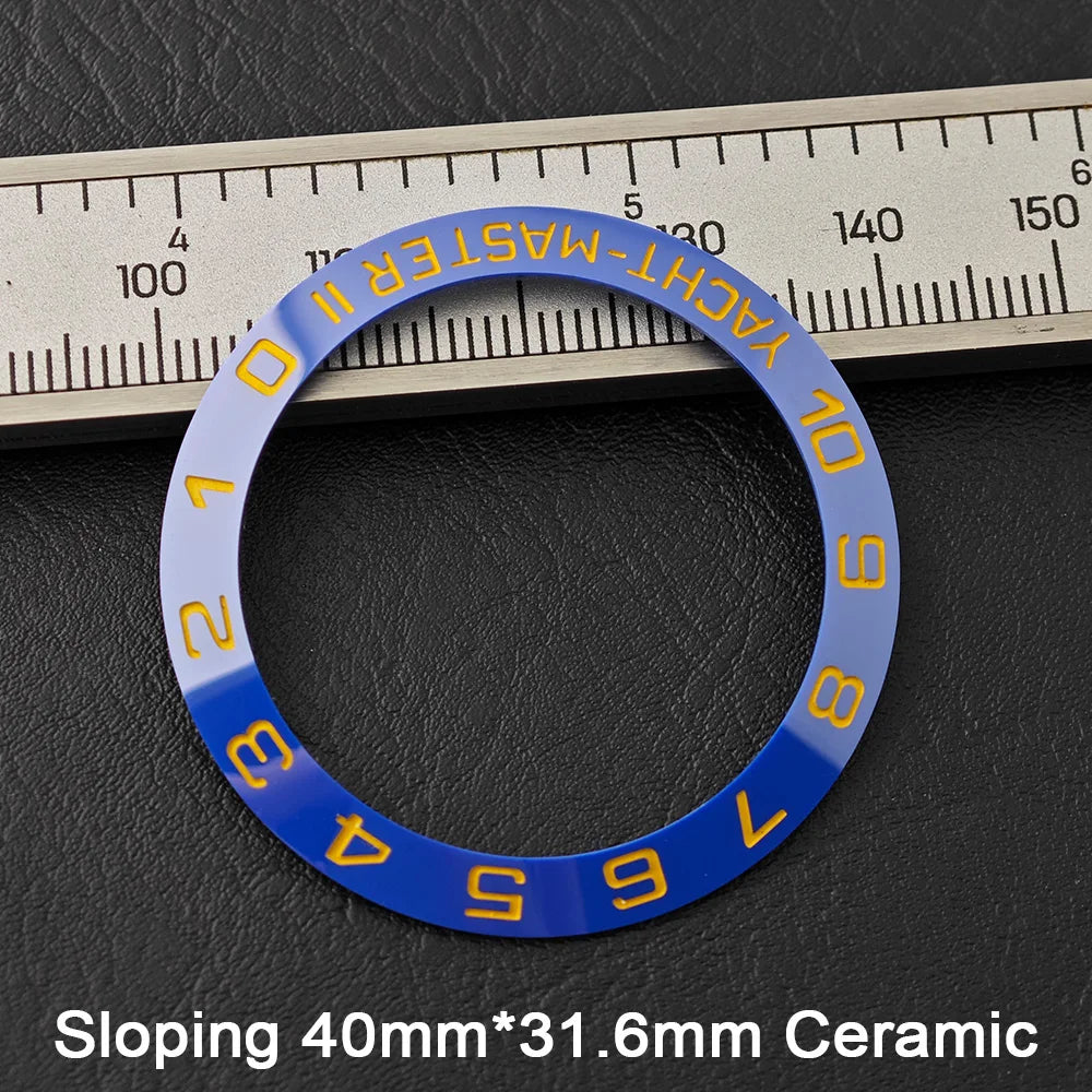 40*31.6mm Sloping Blue-Green Luminous Ceramic & Aluminum Bezel Insert for Divers Watches STRAPS