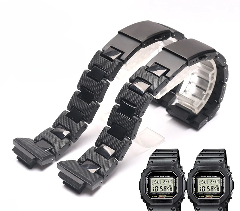 Watch Band for Casio G-Shock DW-5600 GW-M5610 DW-6900 GW-B5600 GMW-B5000 16mm Plastic Steel Bracelet