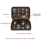 Crazy Horse Leather Watch Case - Vintage 4/8 Slot Zipper Travel Box STRAPS