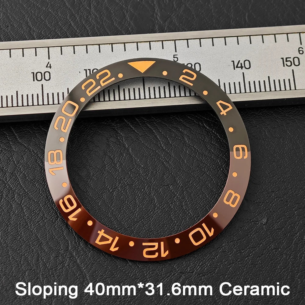 40*31.6mm Sloping Blue-Green Luminous Ceramic & Aluminum Bezel Insert for Divers Watches STRAPS