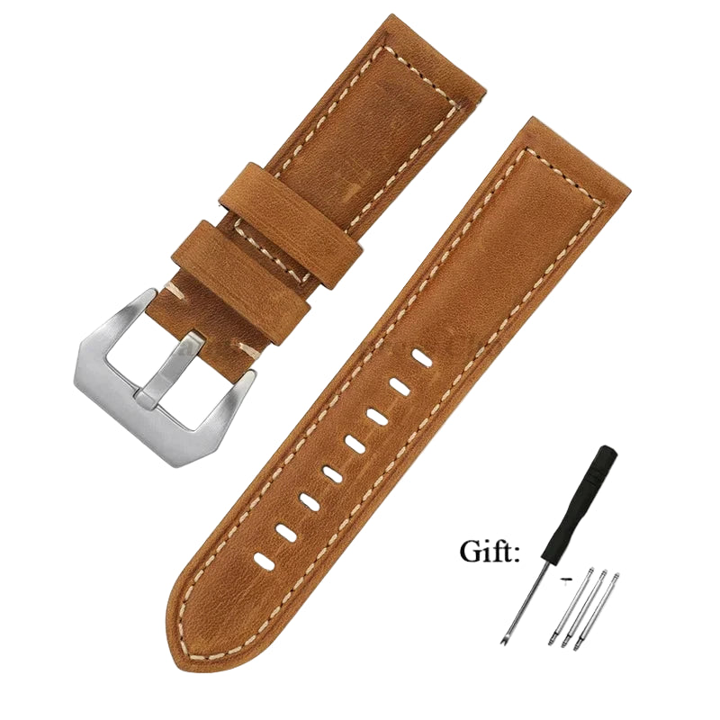 Genuine Leather Watch Band for Panerai – Crazy Horse Cowhide Strap 20mm 22mm 24mm 26mm STRAPS