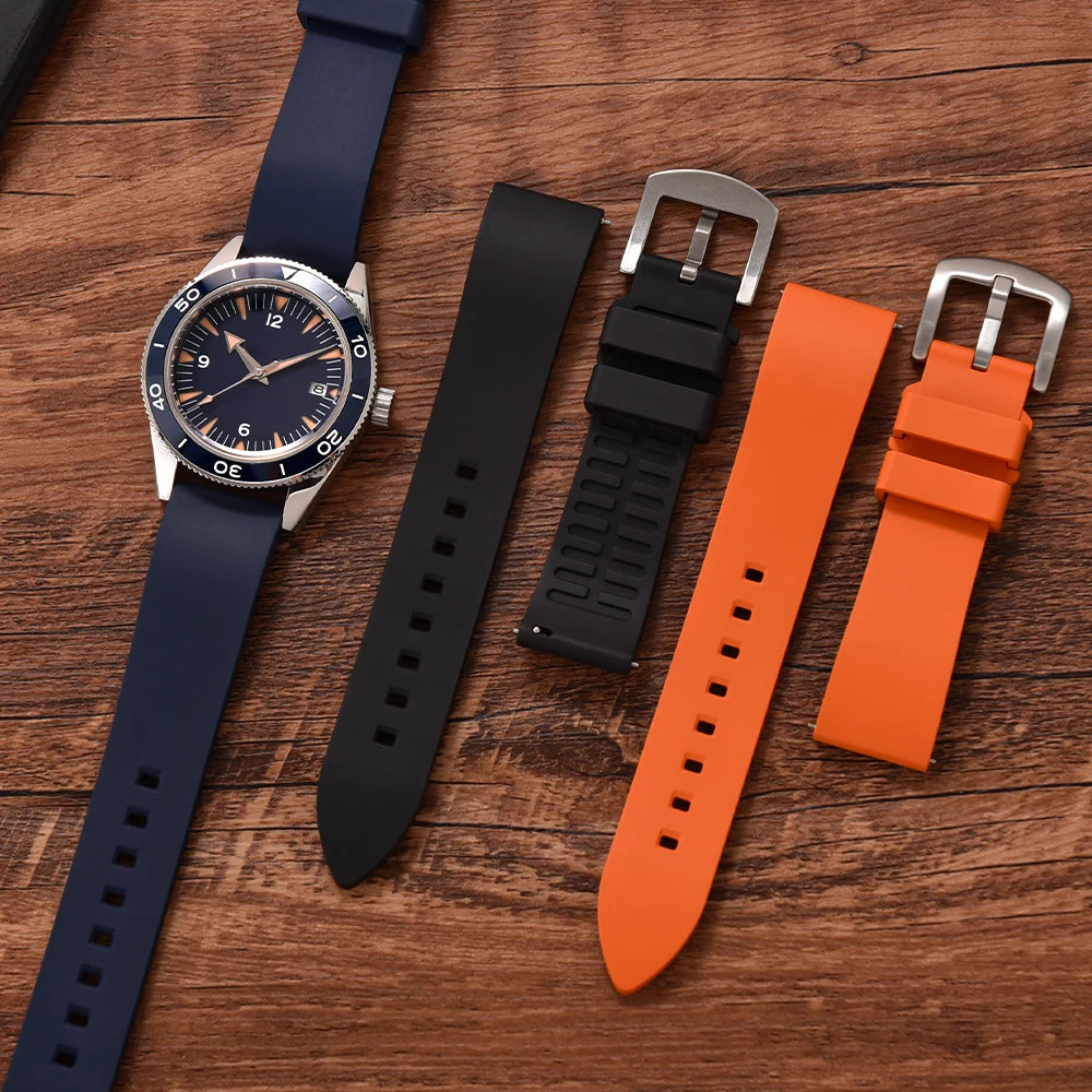 Premium FKM Rubber Watch Strap for Tissot, Seiko, and Omega Models STRAPS
