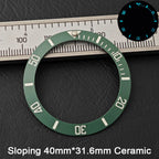 40*31.6mm Sloping Blue-Green Luminous Ceramic & Aluminum Bezel Insert for Divers Watches STRAPS