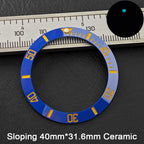 40*31.6mm Sloping Blue-Green Luminous Ceramic & Aluminum Bezel Insert for Divers Watches STRAPS