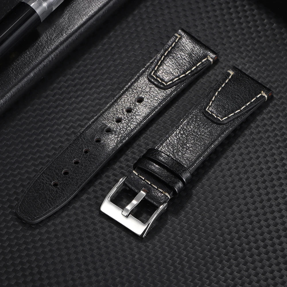 20mm 22mm Vintage Oil Wax Cowhide Watchband for Omega & Seiko STRAPS