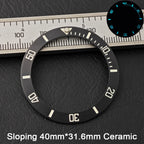 40*31.6mm Sloping Blue-Green Luminous Ceramic & Aluminum Bezel Insert for Divers Watches STRAPS