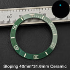 40*31.6mm Sloping Blue-Green Luminous Ceramic & Aluminum Bezel Insert for Divers Watches STRAPS