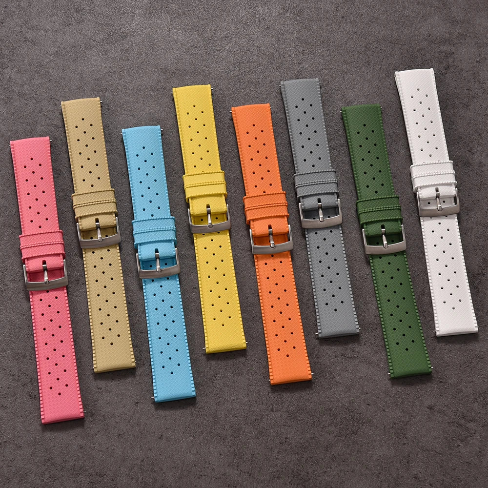 Vintage Tropical FKM Rubber Watch Strap for Seiko SKX007, 62MAS, & Tudor Black Bay STRAPS