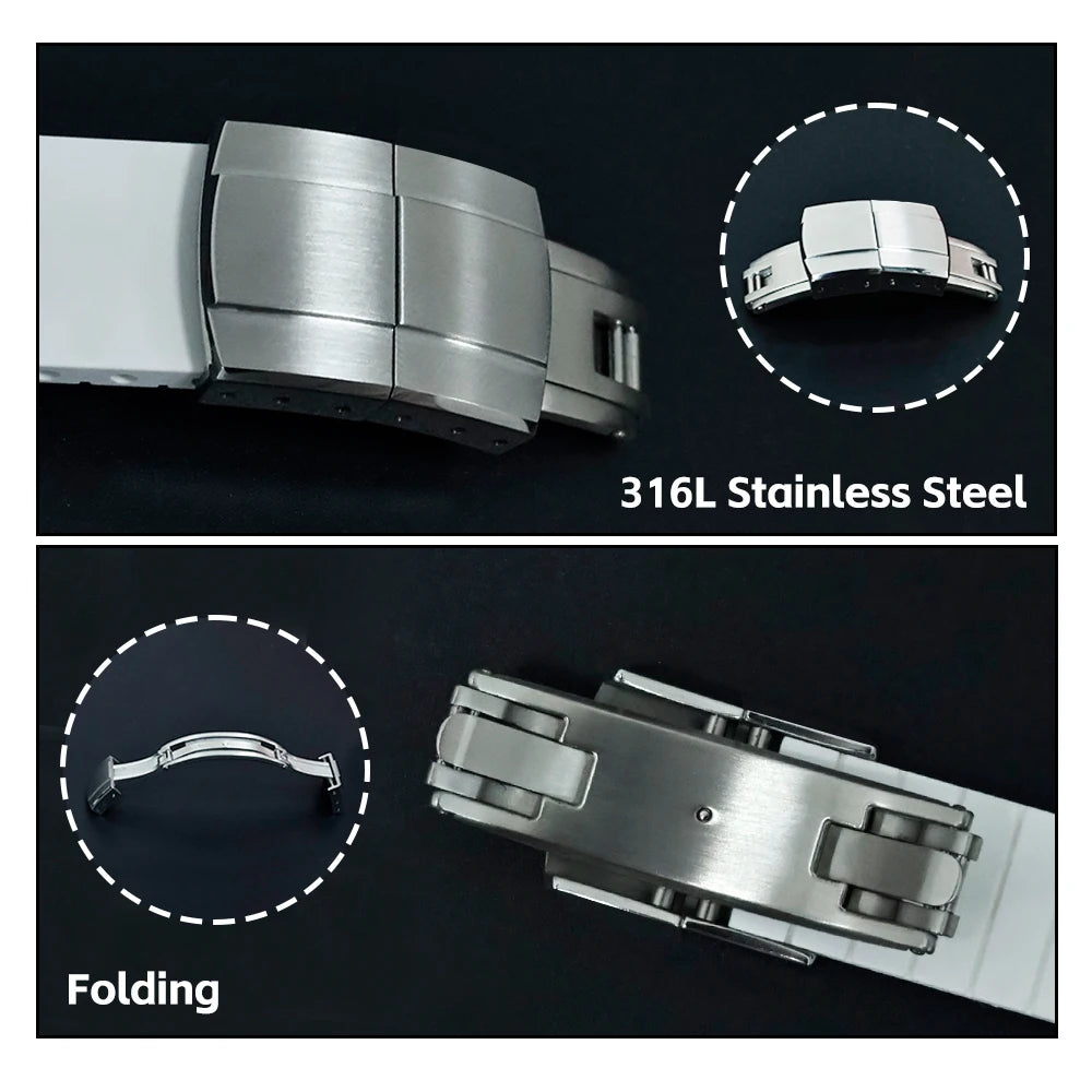 Curved End FKM Fluororubber "Cut-To-Size" Strap for Tudor Black Bay 58