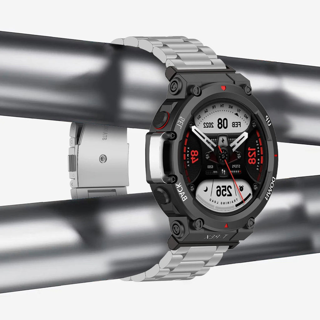 Stainless Steel Luxury Link Bracelet for Amazfit T-Rex 3, T-Rex 2, T-Rex Ultra & Pro STRAPS