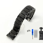Ceramic Watch Strap for Emporio Armani AR1451 AR1452 AR1400 AR1410 24mm Matte/Bright Black Band