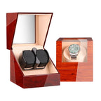 Single Watch Winder - Wooden Case with Glass Top & Quiet Mabuchi Motor STRAPS