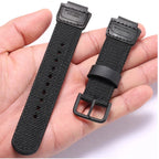 Nylon & Leather Hybrid Strap for Casio DW5600 GA2100 GA110 GA700 AWG-M100 16mm Sports Band STRAPS